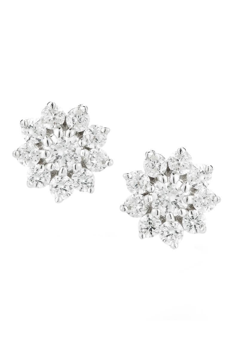 Jennifer Y Pointed Flower Diamond Stud Earrings, Main, color, WHITE GOLD