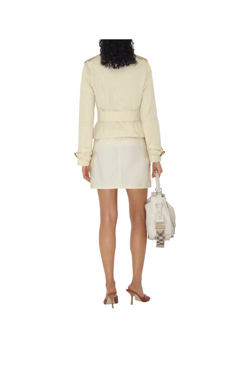 Burberry Cropped Cotton Blend Trench Jacket, Alternate, color, 