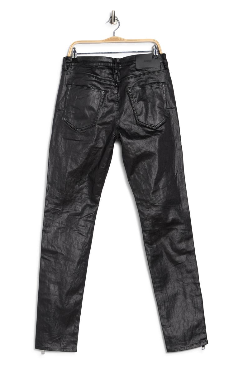 Shiny Racer Coated Jeans, Alternate, color, BLACK