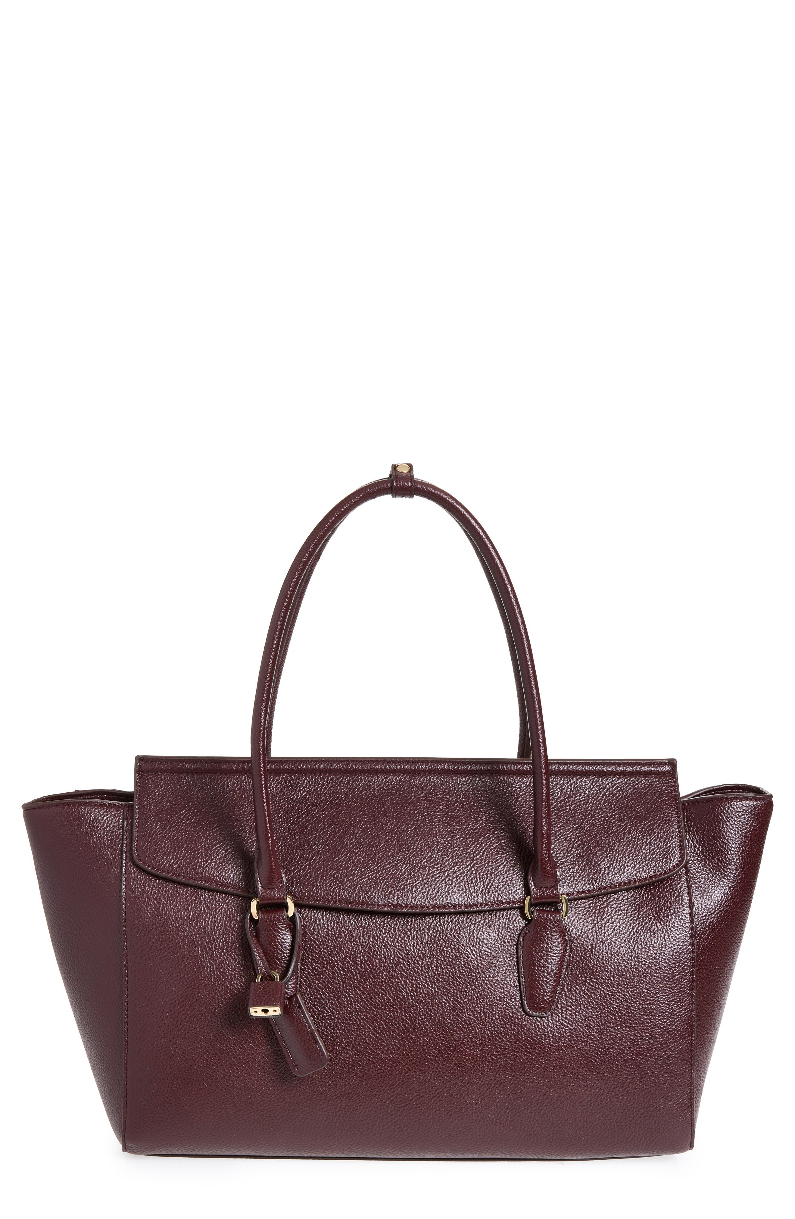 Patty Faux Leather Tote, Main, color, BURGUNDY