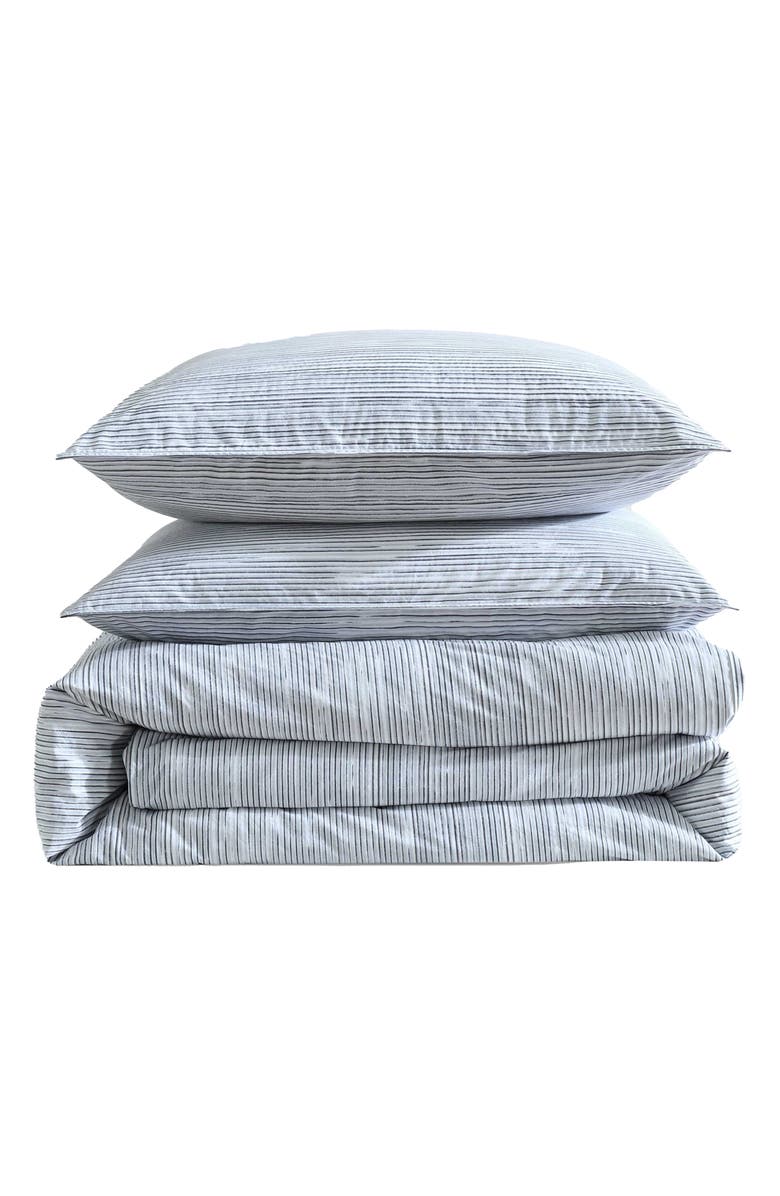 Calvin Klein Wavy Stripe Washed Percale Comforter & Sham Set, Main, color, Light Blue