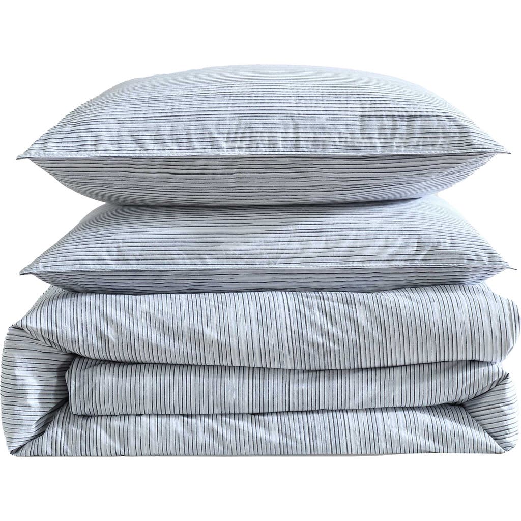 Calvin Klein Wavy Stripe Washed Percale Comforter & Sham Set In Blue