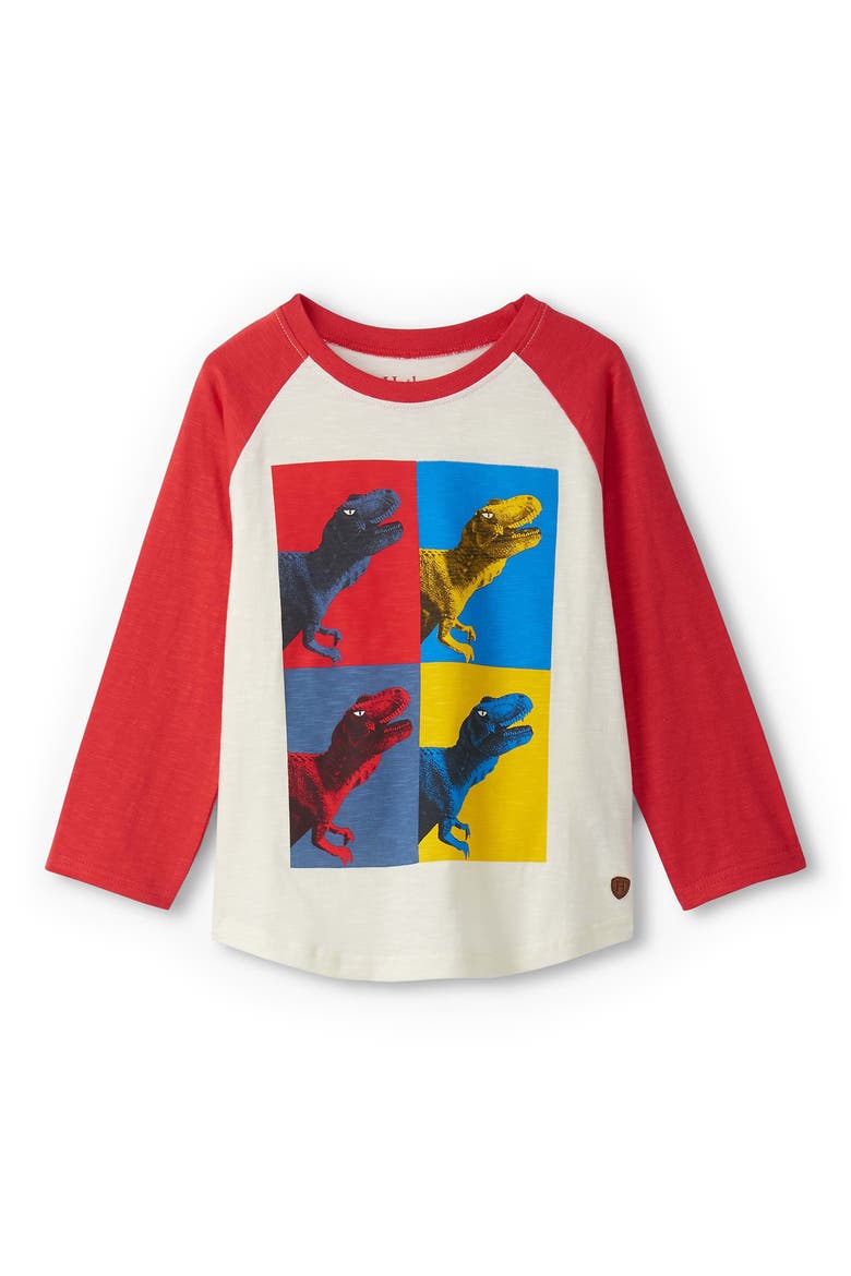 Kids' Dinosaur Colorblock Cotton Graphic T-Shirt, Main, color, NATURAL