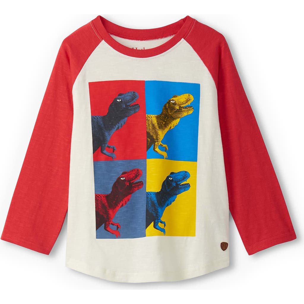 Hatley Kids' Dinosaur Colorblock Cotton Graphic T-shirt In Red