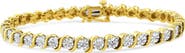 Haus of Brilliance .925 Sterling Silver 1/10 Cttw Diamond Miracle Plate and "S" Link Tennis Bracelet