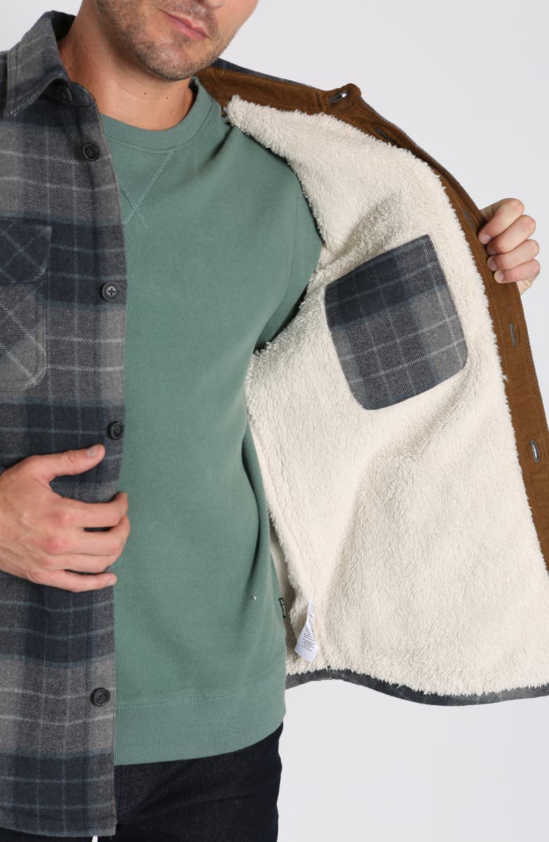 JACHS Plaid Faux Shearling Lined Shirt Jacket, Alternate, color, 