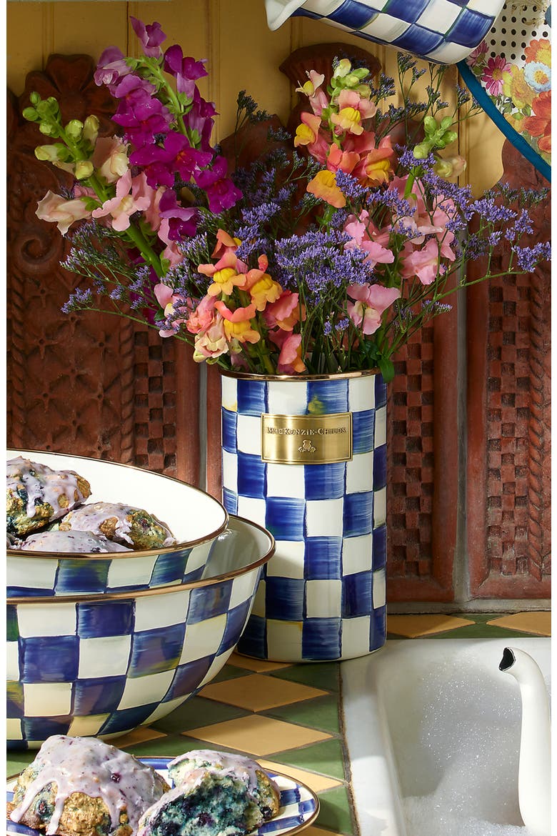 Royal Check Utensil Holder, Alternate, color, BLUE/ WHITE