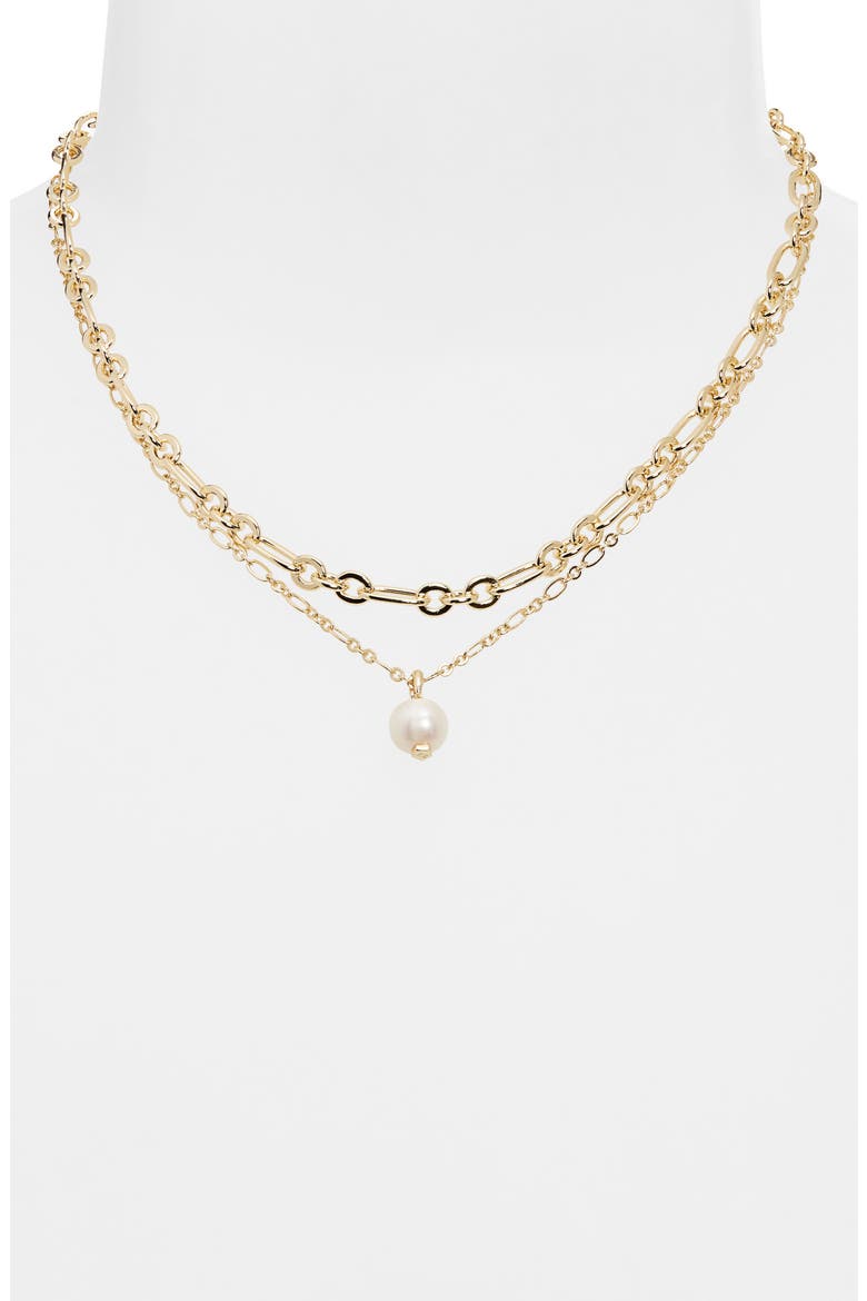 Ashton Layered Freshwater Pearl Pendant Necklace, Alternate, color, GOLD FRESHWATER CULTURED PEARL