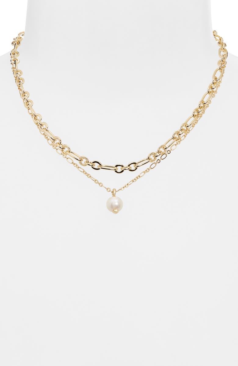 Kendra Scott Ashton Layered Freshwater Pearl Pendant Necklace, Alternate, color, Gold Freshwater Cultured Pearl
