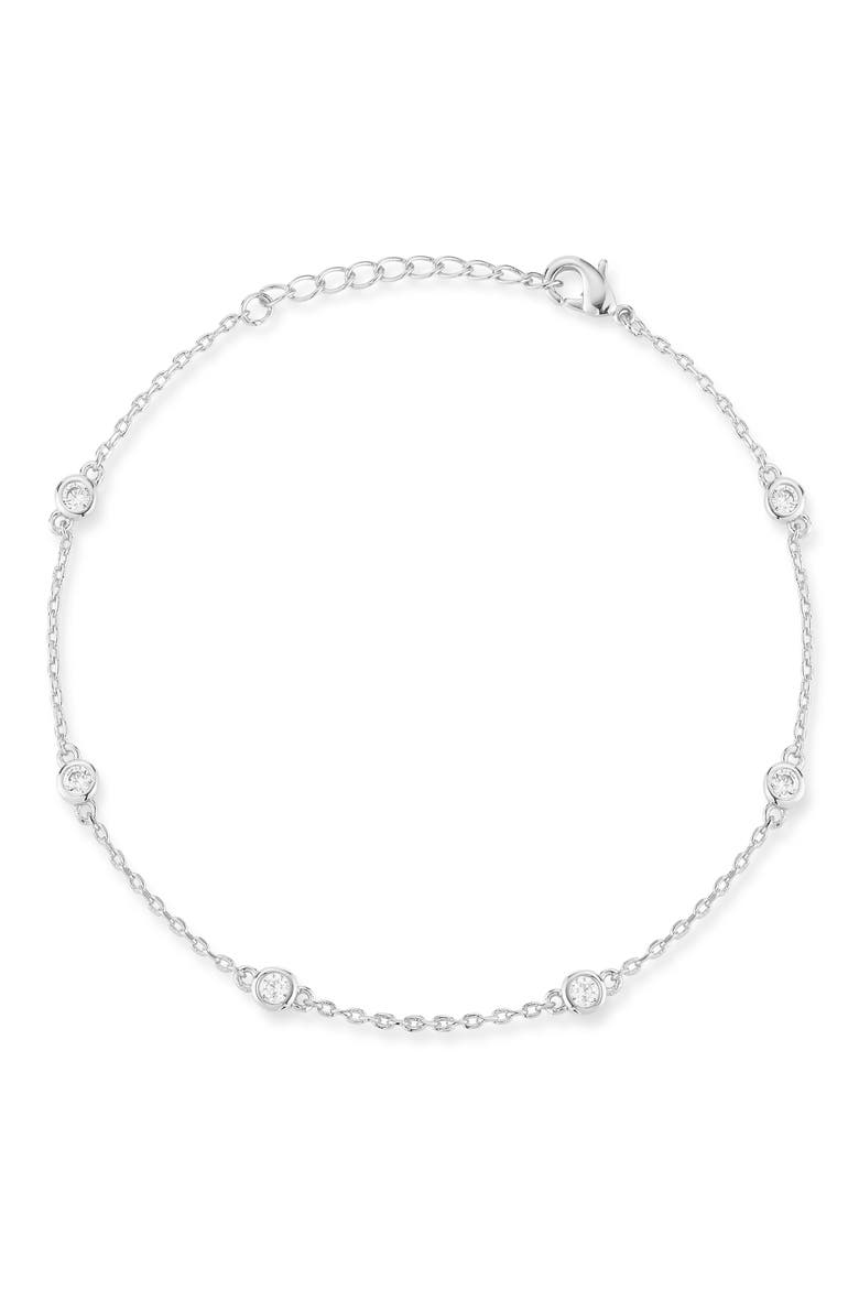 Cubic Zirconia Station Bracelet, Main, color, SILVER