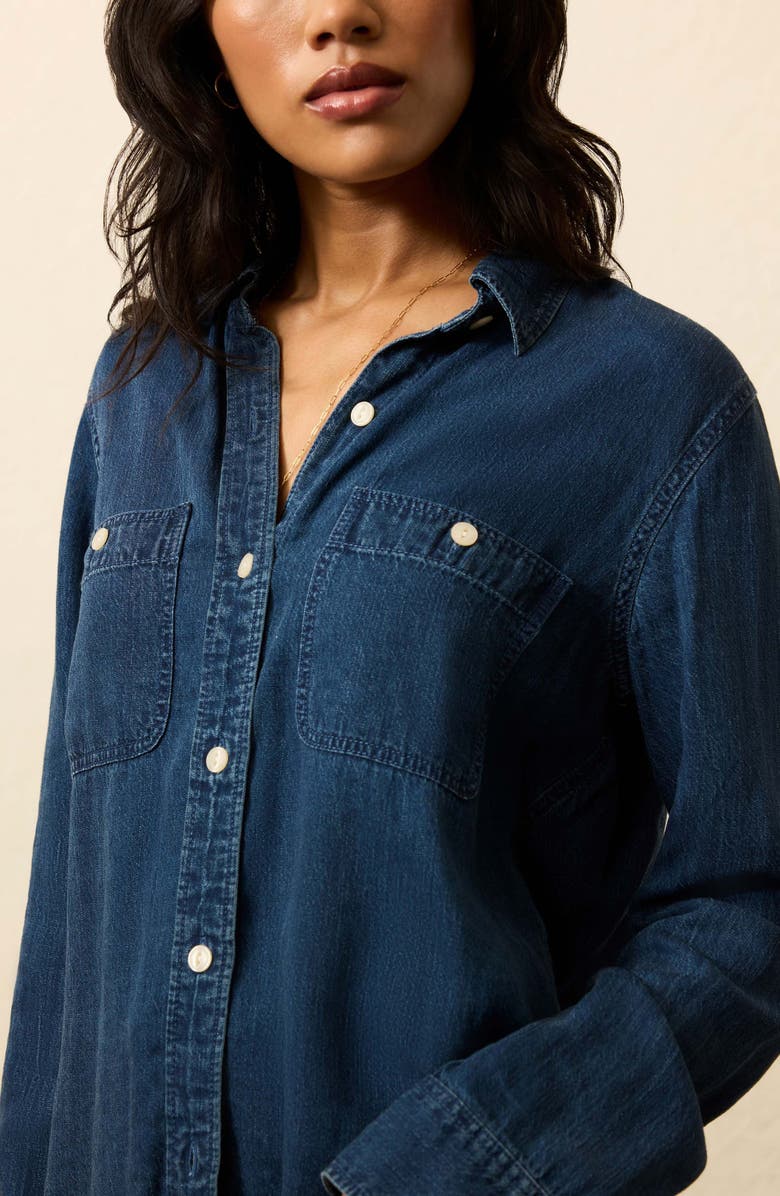 Faherty Chambray Button-Up Shirt, Alternate, color, Night Lagoon Wash