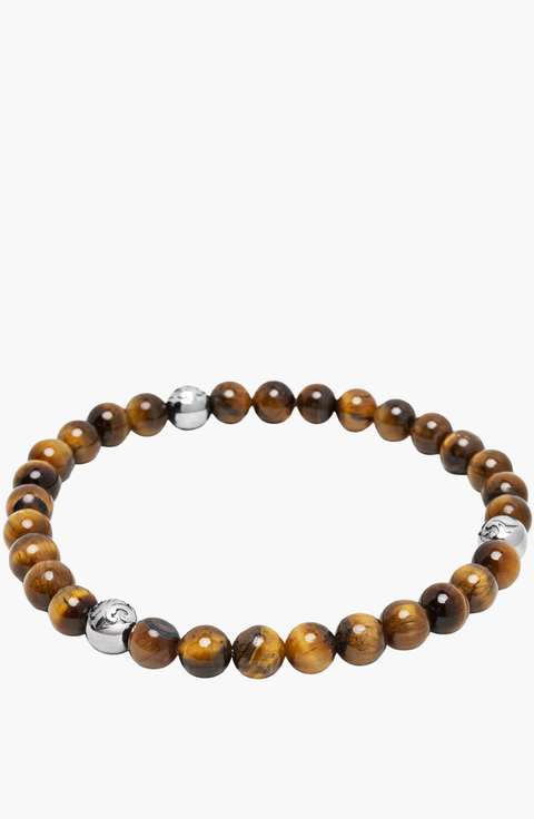 Tiger Eye Silver Ball Bracelet