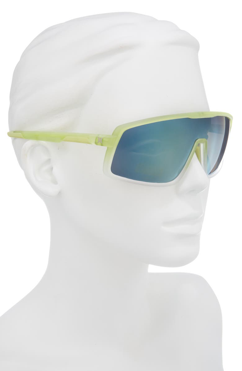 Hurley 140mm Wrap Shield Mirrored Polarized Sunglasses, Alternate, color, Lime Green