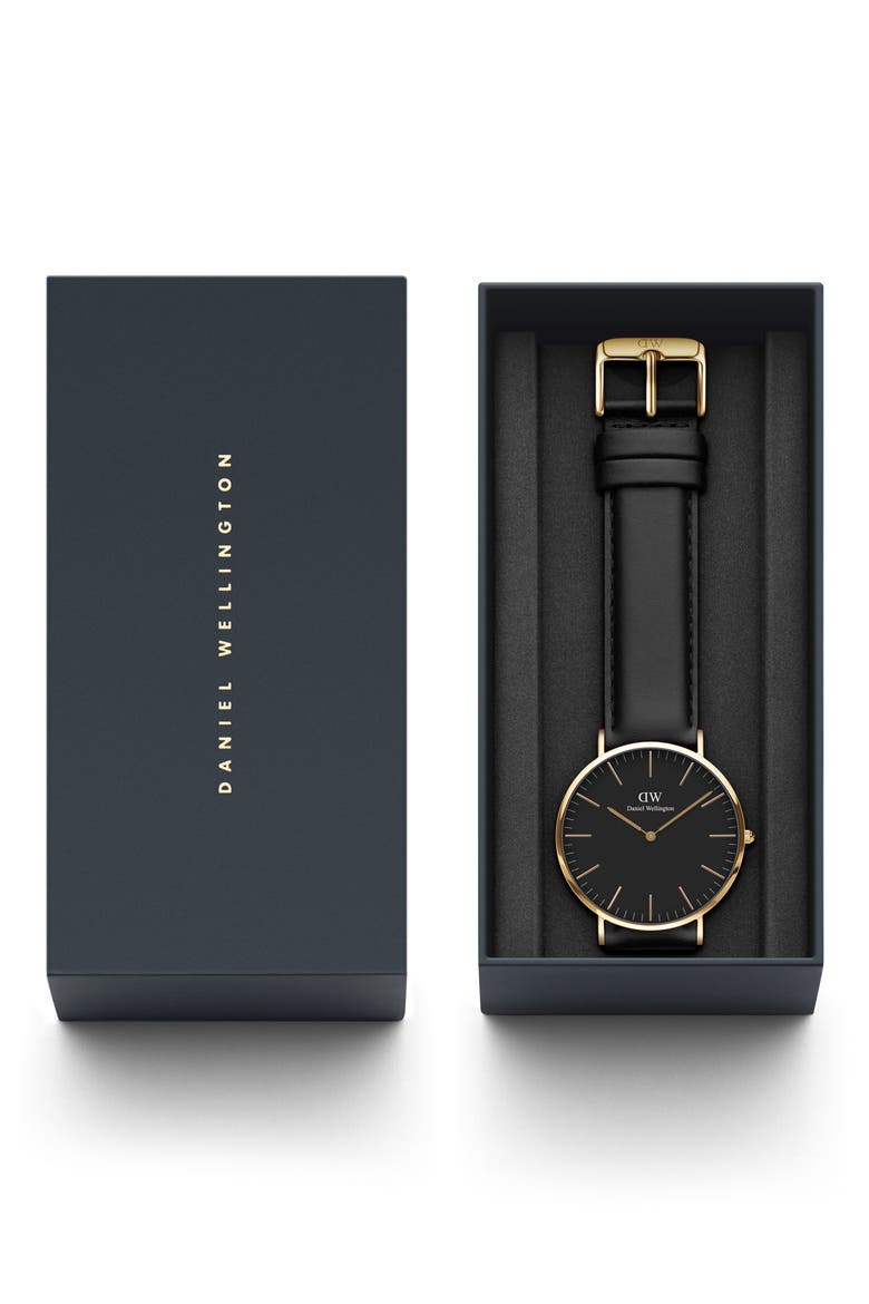 Classic Sheffield Leather Strap Watch, 40mm, Alternate, color, GOLD