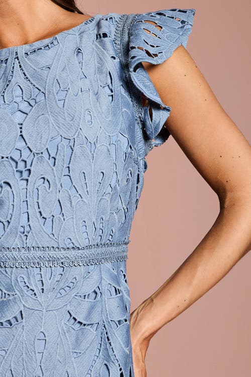 Coast Frill Sleeve Lace Flute Hem Dress In Blue