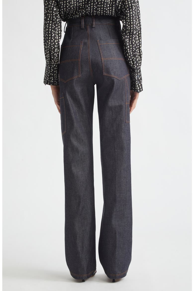 Mills High Waist Wide Leg Organic Cotton Jeans, Alternate, color, INDIGO