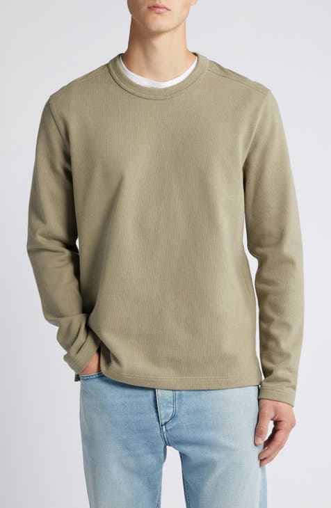 NORDSTROM MEN'S Bird's Eye Crewneck Sweater top In Grey Oil Birdseye SZ M