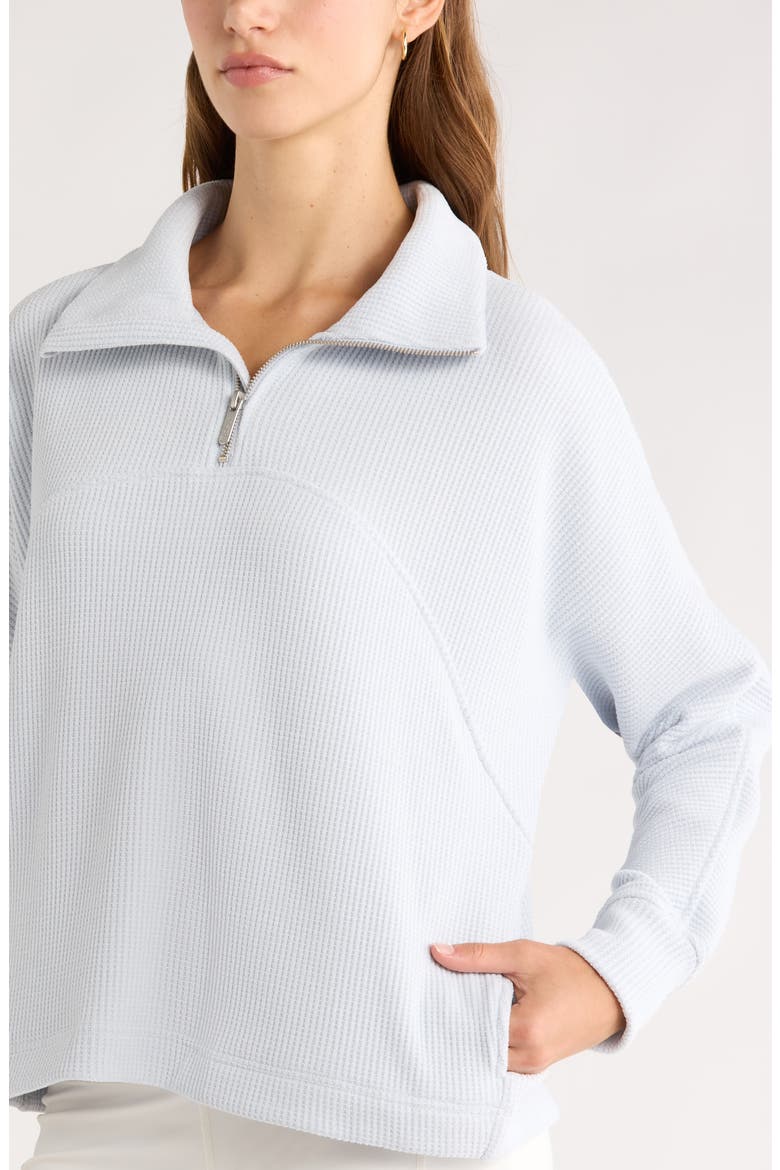 Half Zip Waffle Stitch Sweatshirt, Alternate, color, BLUE ANCIENT MARL