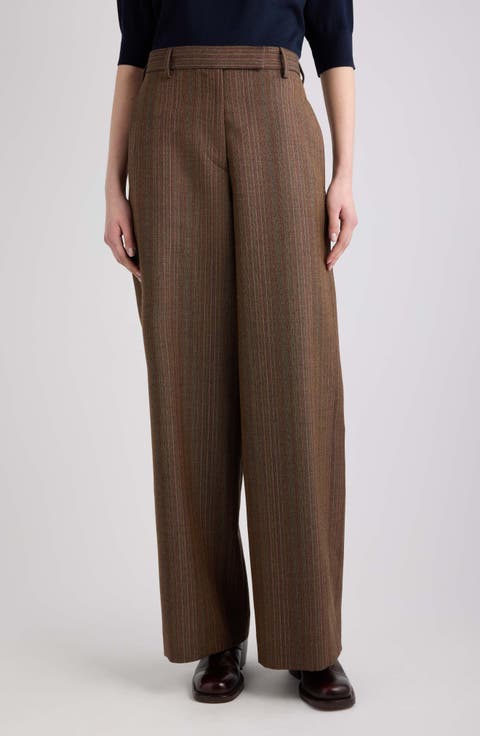 Penn Pinstripe Wide Leg Wool Pants
