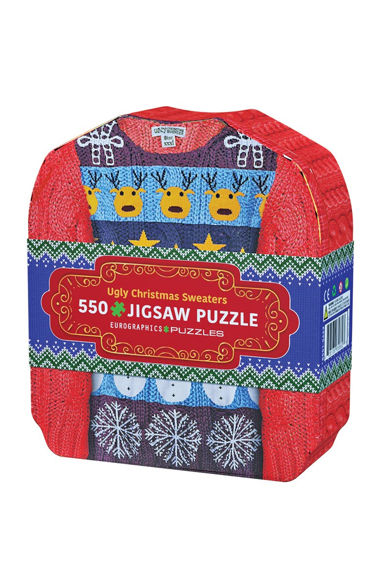 Eurographics Puzzle Tin Ugly Christmas Sweaters 550 Piece, Main, color, Multicolored
