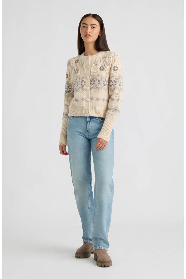 Embroidered Cable Knit Cardigan, Alternate, color, MARSHMALLOW