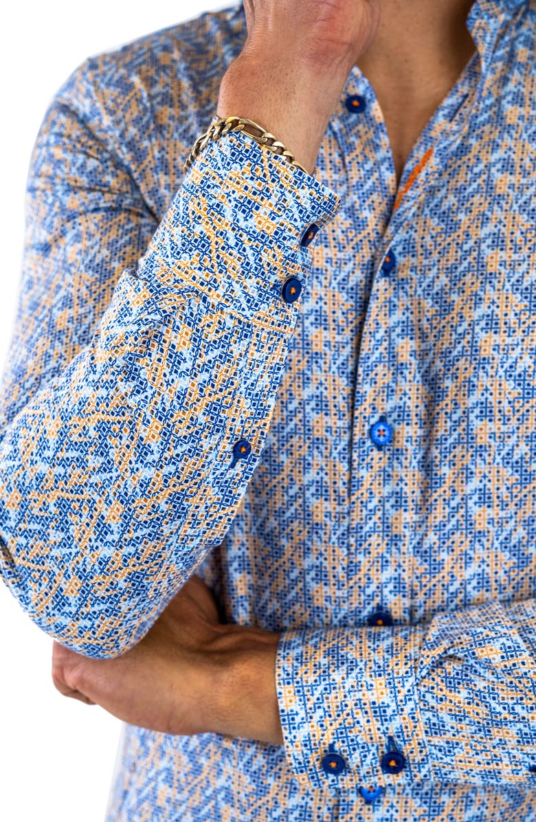 Maceoo Einstein Stretchsymbol22 Blue Button-Up Shirt, Alternate, color, Blue