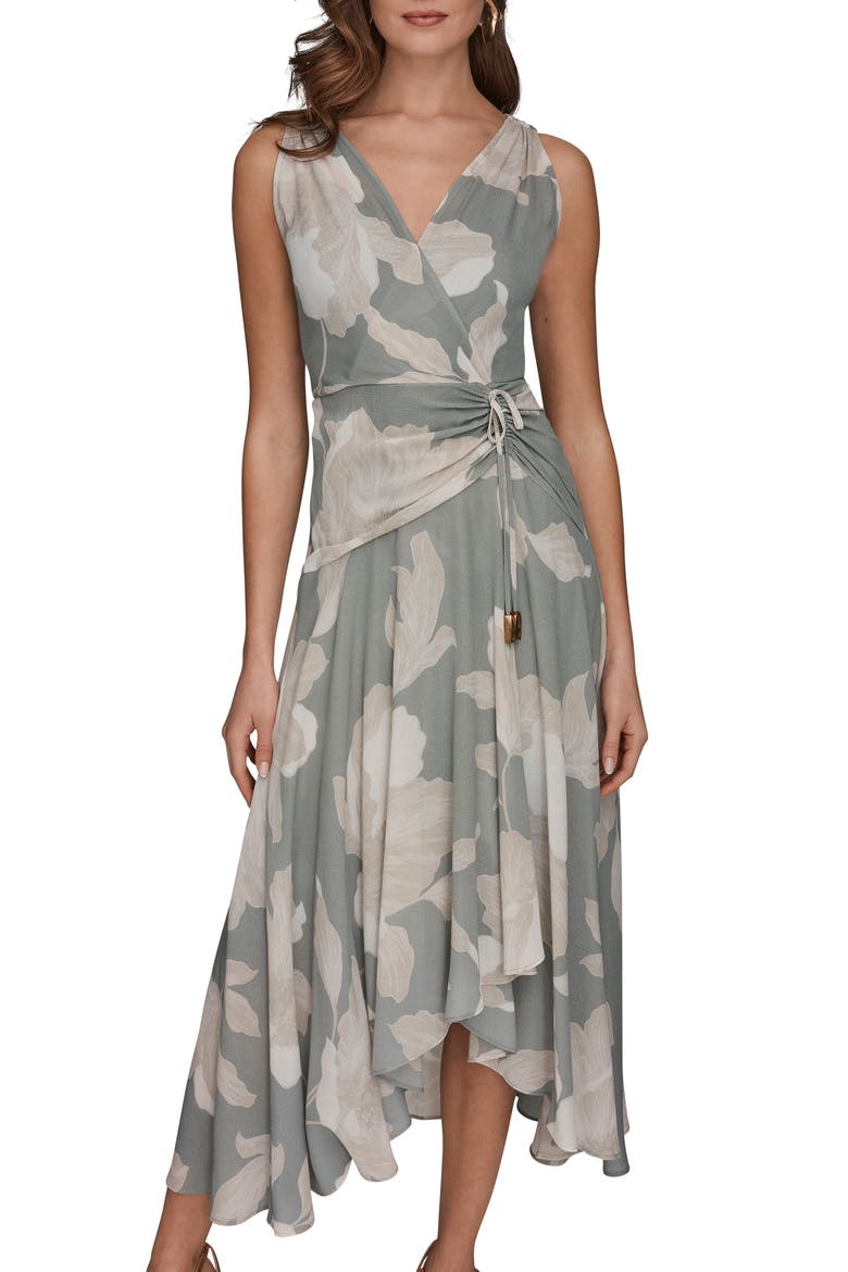 Faux Wrap Midi Dress, Alternate, color, WEATHERED SAGE MULTI