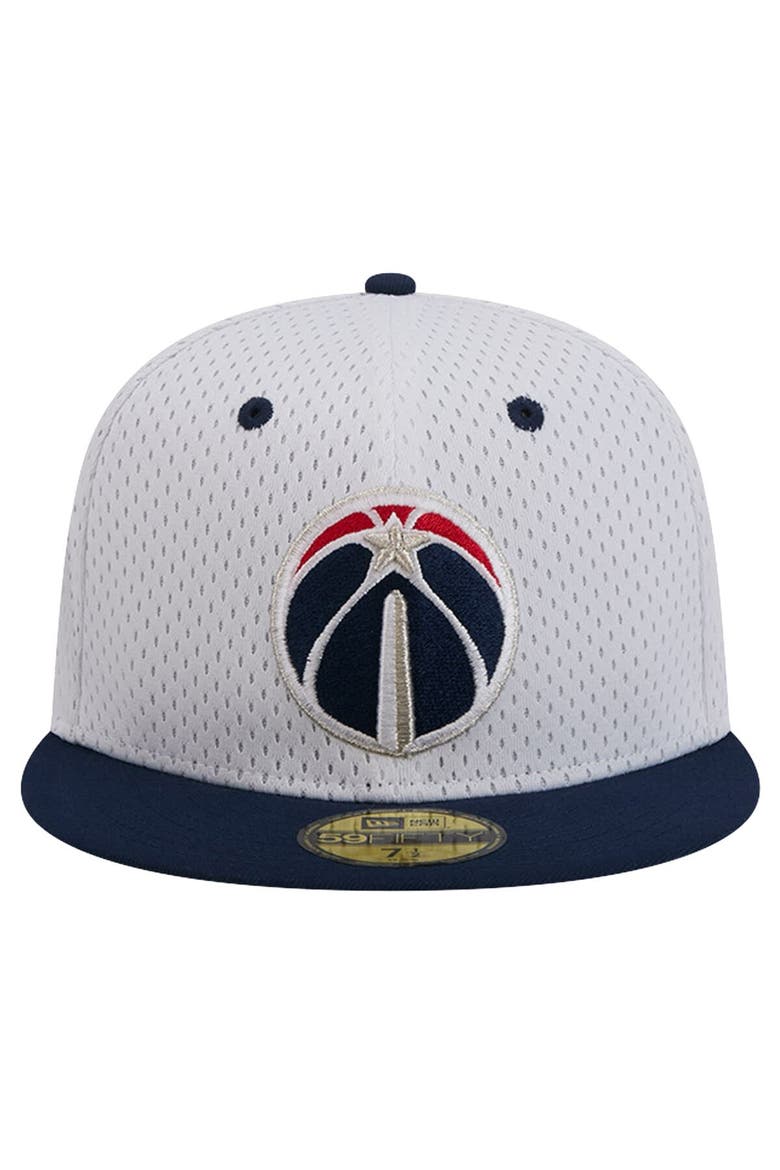 Men's New Era White/Navy Washington Wizards Throwback 2Tone 59FIFTY Fitted Hat, Alternate, color, White