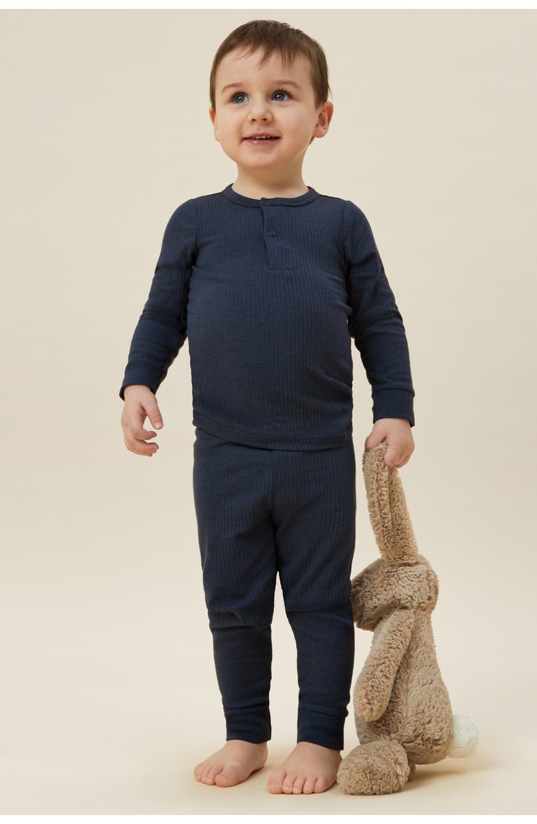 MORI Ribbed Pyjamas, Alternate, color, Navy