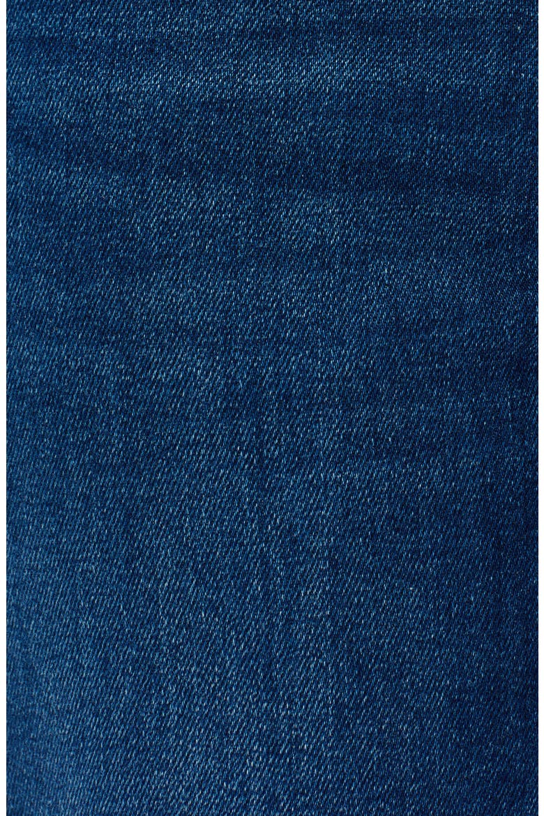 Frayed Mid Rise Ankle Barrel Leg Jeans, Alternate, color, DARK BLUE