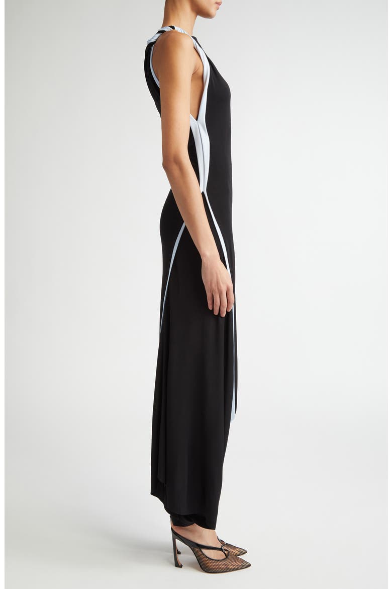 Twist Double Layer Sleeveless Jersey Dress, Alternate, color, BLACK / ICEBERG