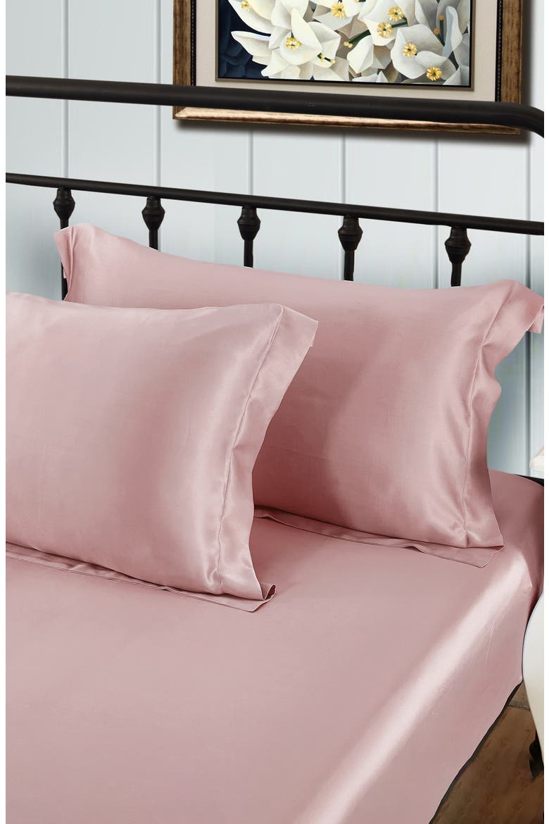 Pure Mulberry Silk Oxford Envelope Luxury Pillowcase, Alternate, color, Rosy Pink