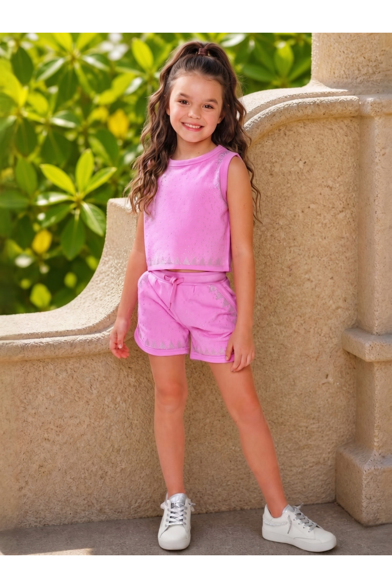 Sweet Sparkle Pink Tank Top and Short Set, Alternate, color, Pink