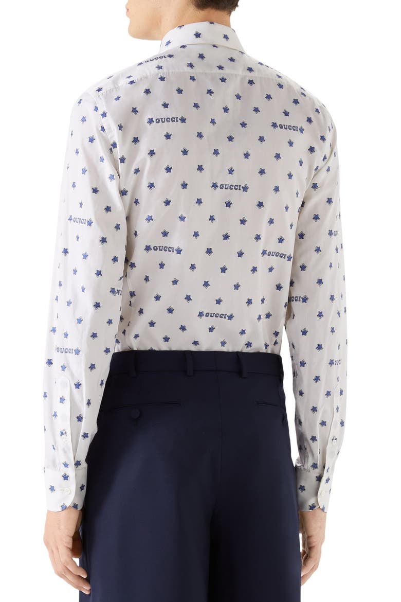 Star Print Woven Shirt, Alternate, color, WHITE