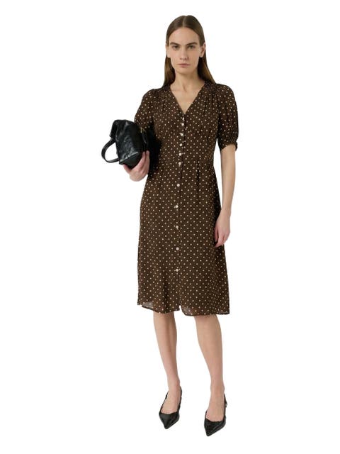 Rohya V-Neck Polka Dot Midi Dress