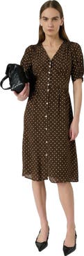 GERARD DAREL Rohya V-Neck Polka Dot Midi Dress