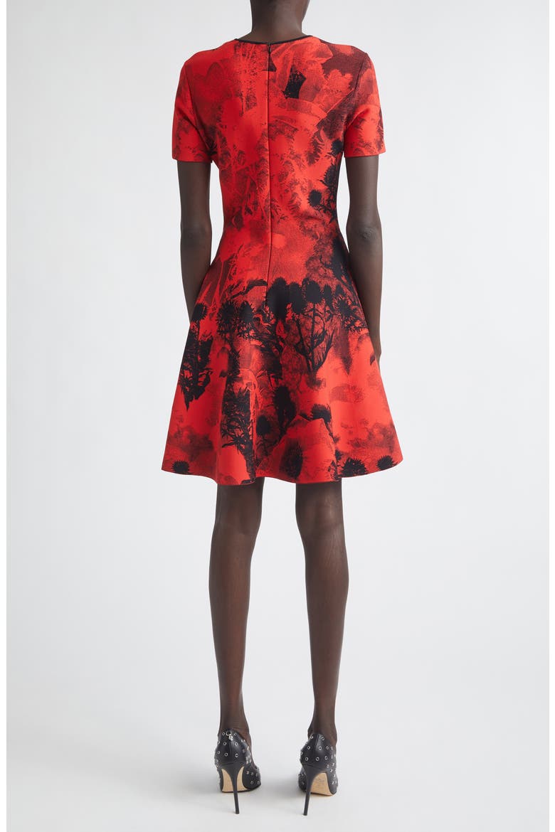 Floral Jacquard Mini Sweater Dress, Alternate, color, RED/ BLACK