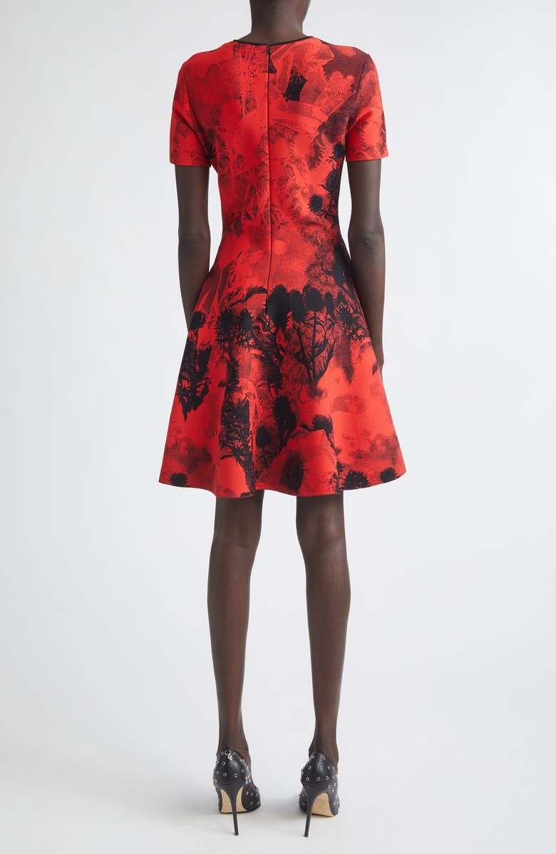 McQueen Floral Jacquard Mini Sweater Dress, Alternate, color, Red/ Black