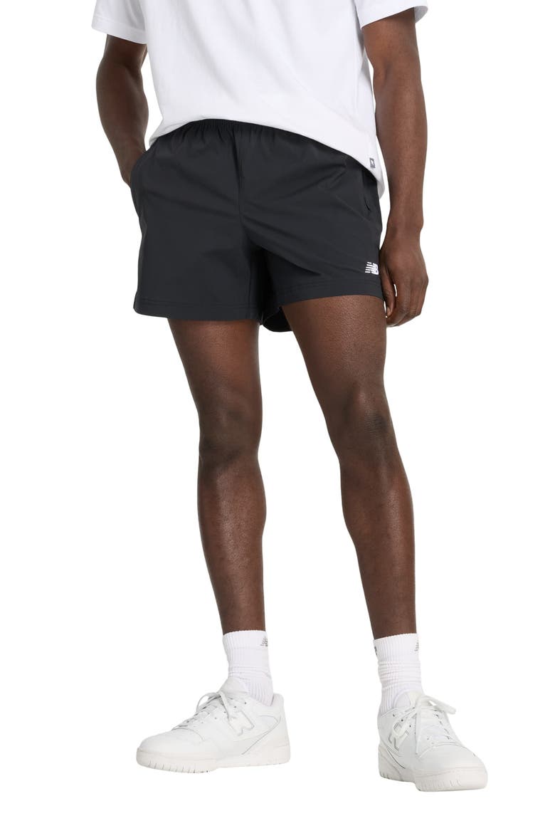 Athletics Woven Stretch Nylon Shorts, Main, color, BLACK