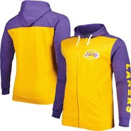 FANATICS Men's Fanatics Branded Gold/Purple Los Angeles Lakers Big & Tall Down and Distance Full-Zip Hoodie