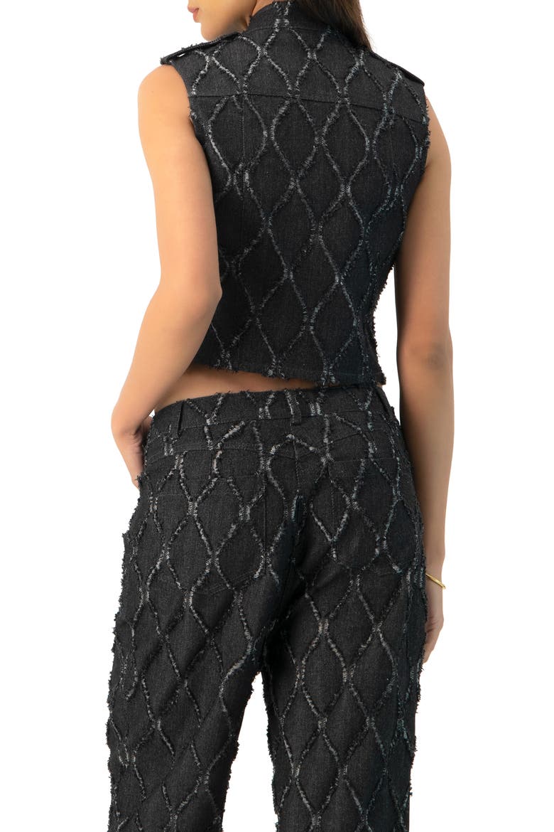 Distressed Denim Vest, Alternate, color, Black