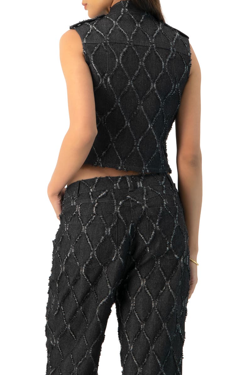 IVONNE Distressed Denim Vest, Alternate, color, Black