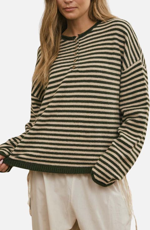 Stripe Henley Sweater
