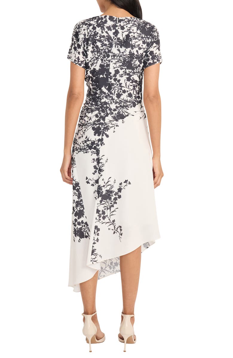Maggy London Asymmetric Floral Print Dress, Alternate, color, Cream/ Charcoal