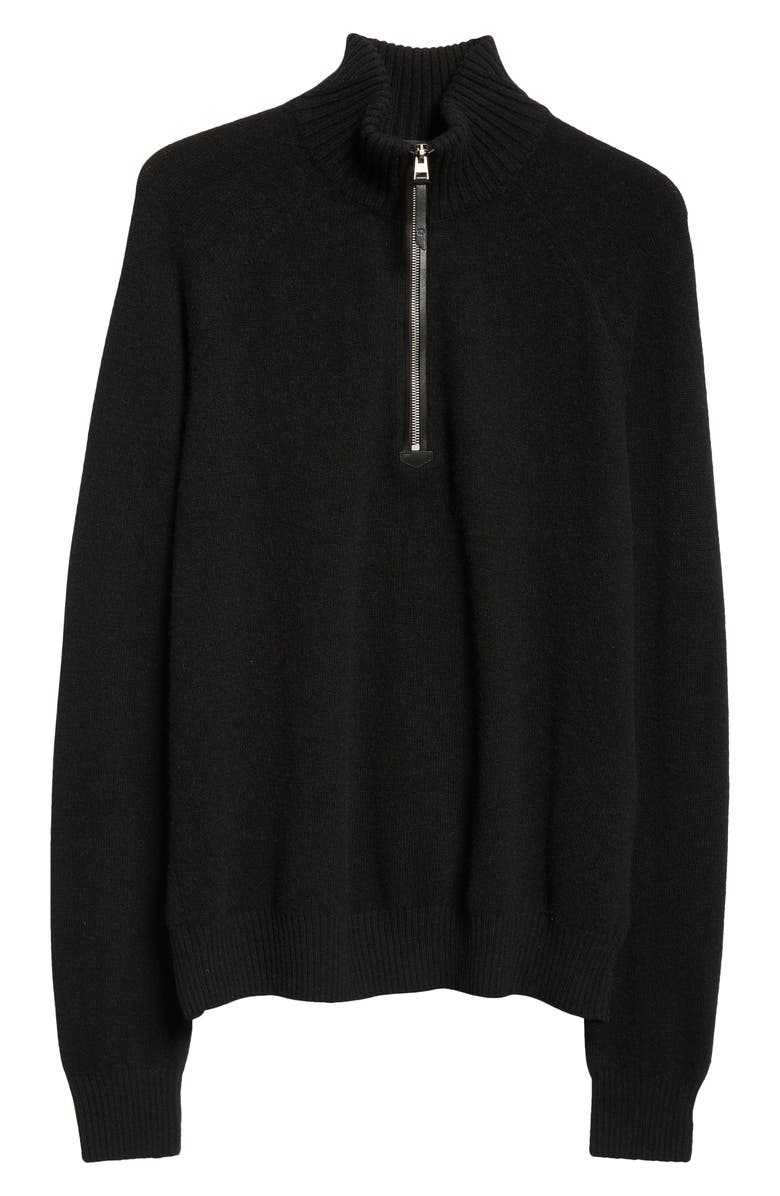 TOM FORD Lambswool & Cashmere Half Zip Sweater, Alternate, color, Black