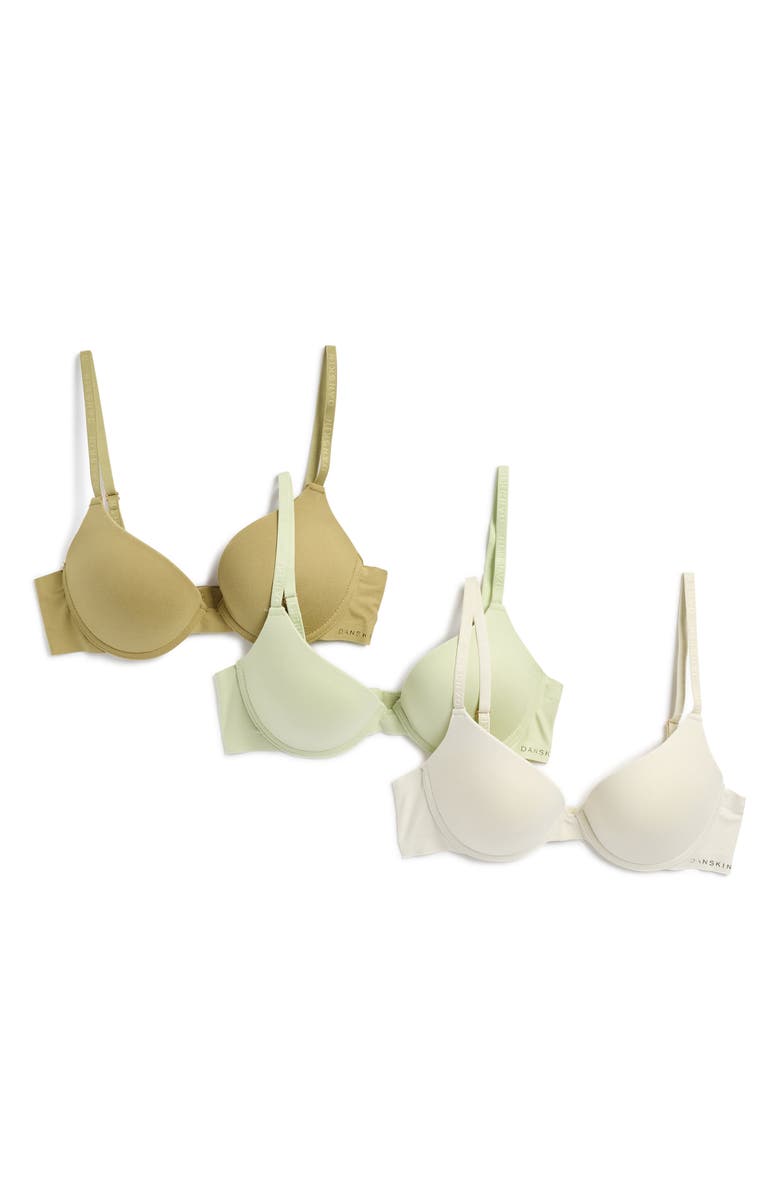 Danskin Assorted 3-Pack Bonded Microfiber Bras, Main, color,