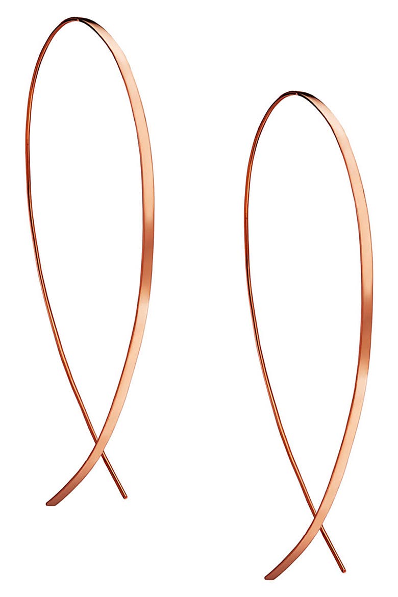 14K Gold Flat Upside Down Hoop Earrings, Main, color, 14K ROSE GOLD