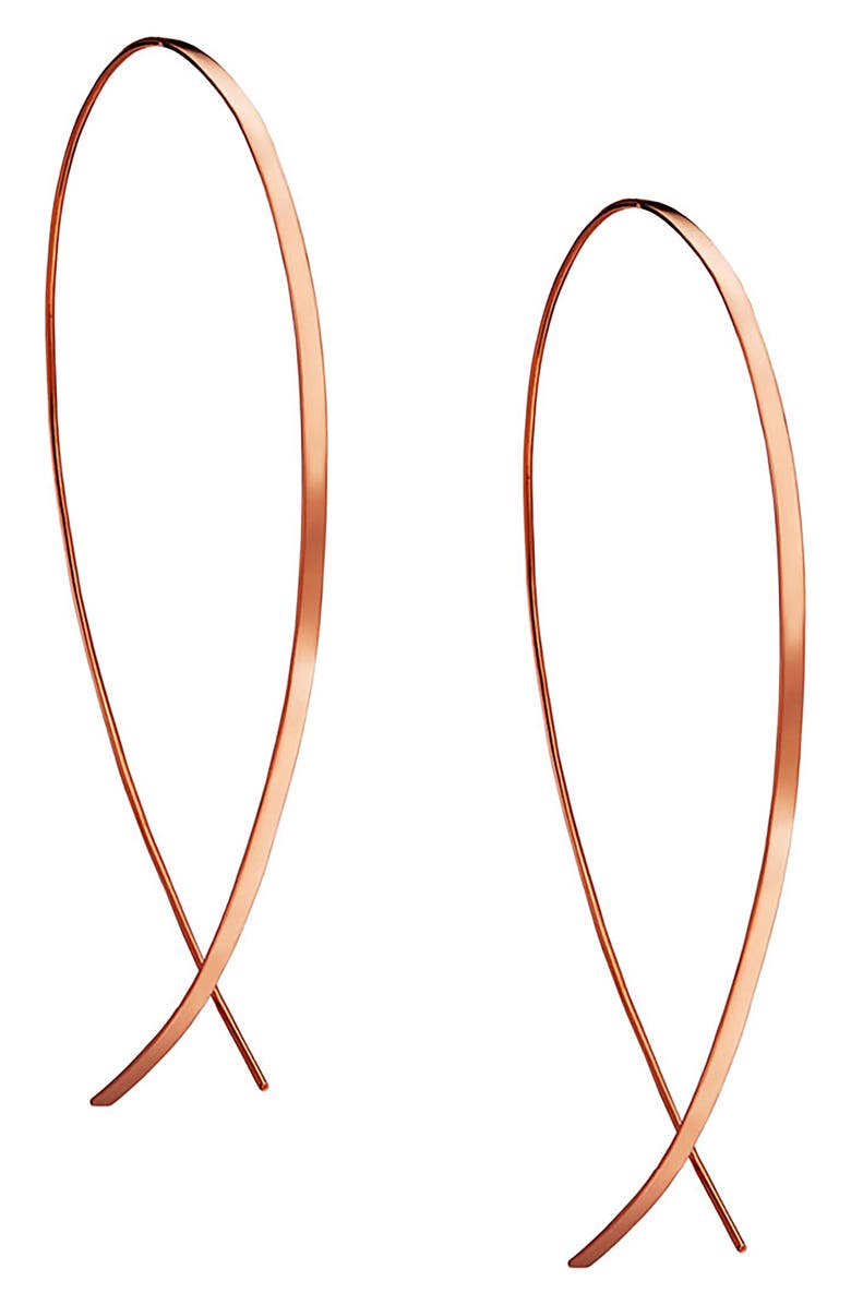 LANA 14K Gold Flat Upside Down Hoop Earrings, Main, color, 14K Rose Gold