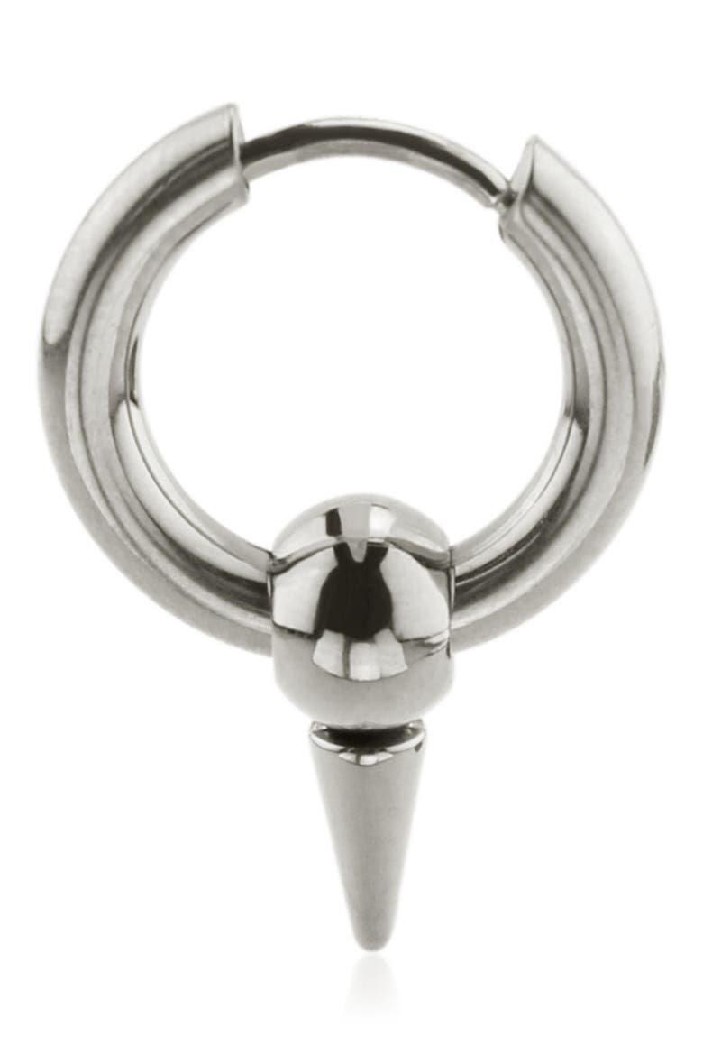 Spike Huggie Hoop Earrings, Alternate, color, SILVER