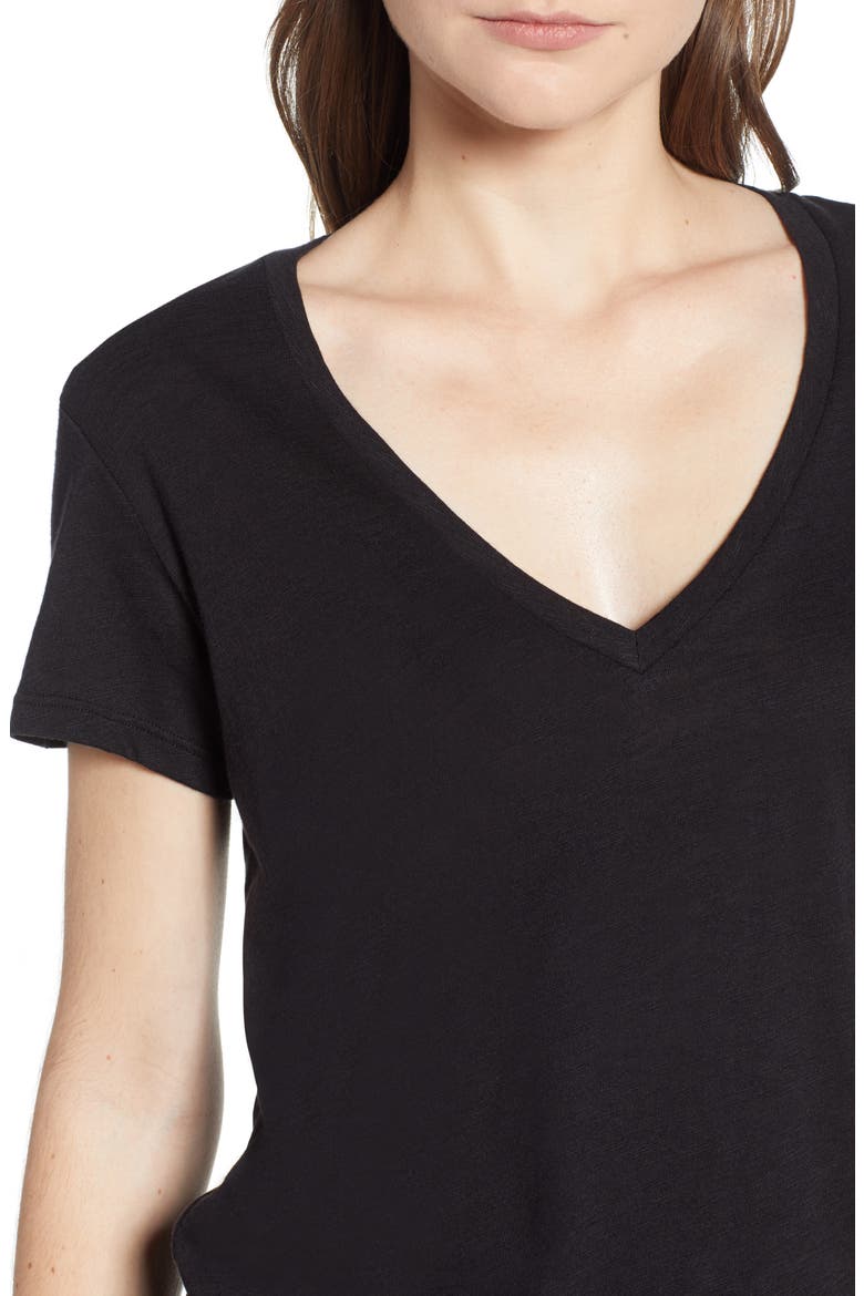 Joline V-Neck Tee, Alternate, color, BLACK